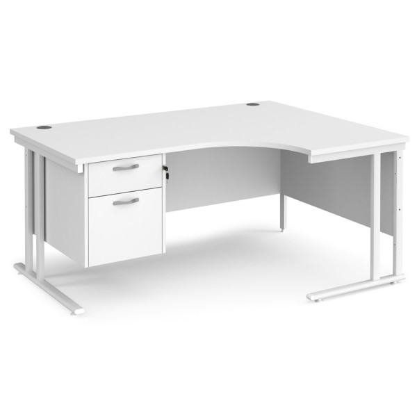 Maestro Cantilever Leg Corner Desk with Two Drawer Pedestal